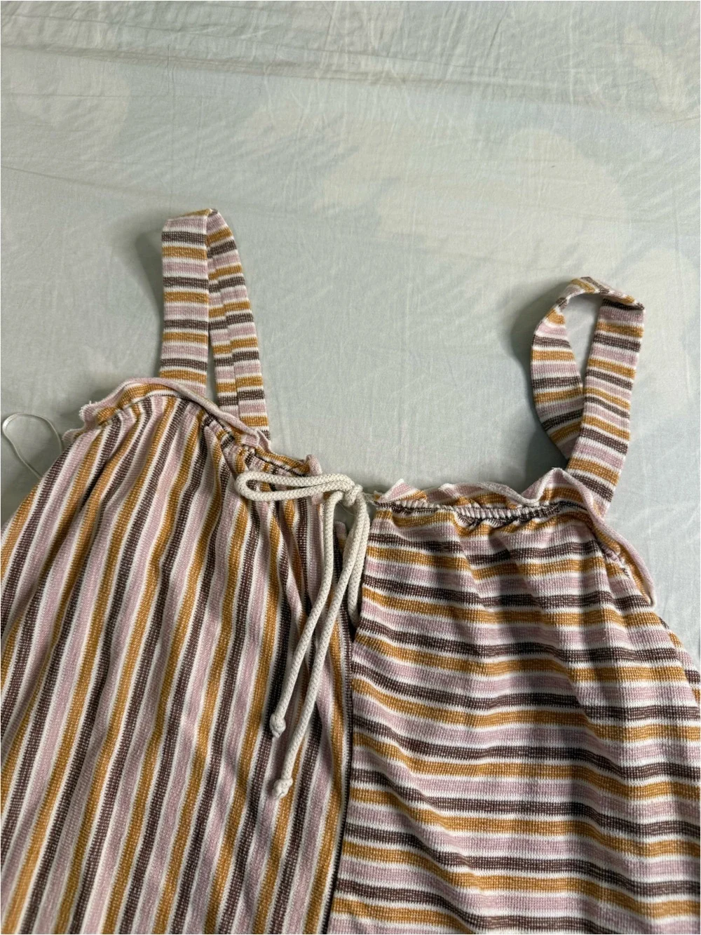 Striped Sleeveless romper in Beige and Mauve